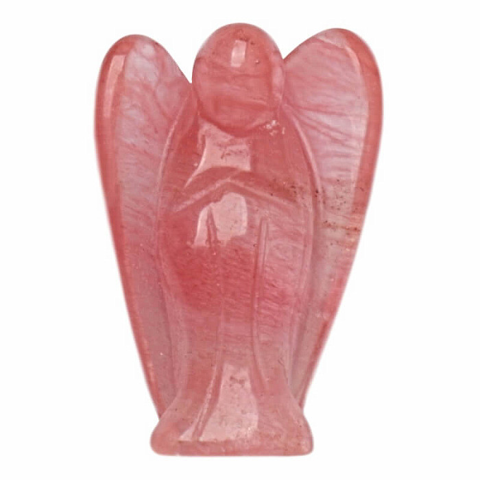 Křišťál třešňový anděl strážný - L - cca 4 cm