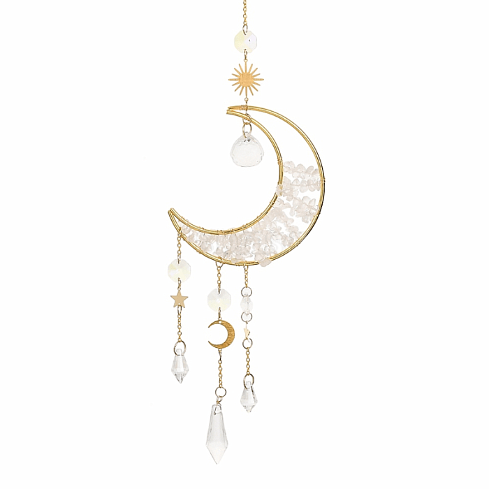 Feng Shui závěs s duhovými křišťály Křišťálový měsíc - cca 58 cm