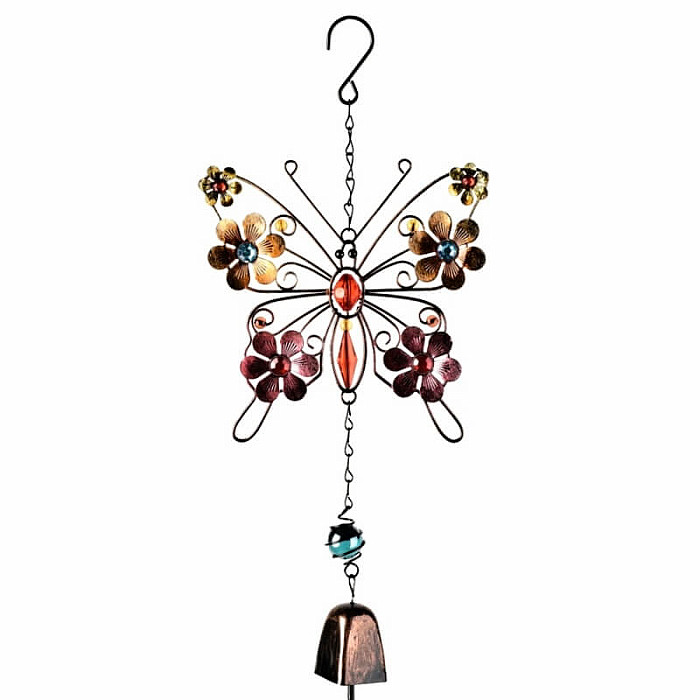Levně Zvonkohra kovová Květinový motýl se zvonkem - délka cca 38 cm
