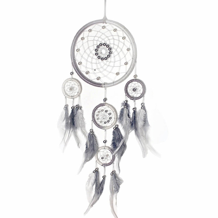 Levně Lapač snů White and Dark Grey - cca 60 cm