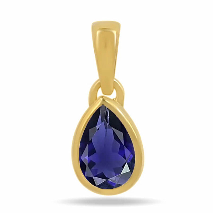 Stříbrný přívěsek pozlacený s iolitem CB-P710G-I - 8 mm, 0,5 g