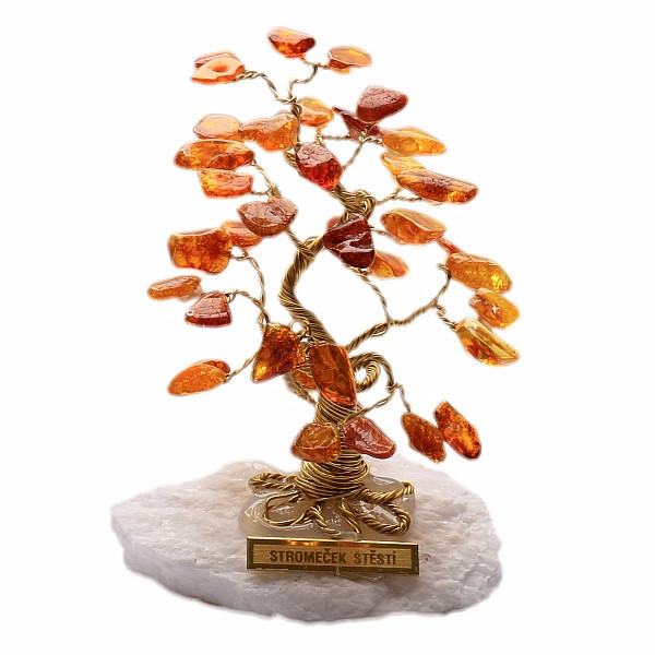 Levně Stromeček štěstí jantar - výška cca 9 cm