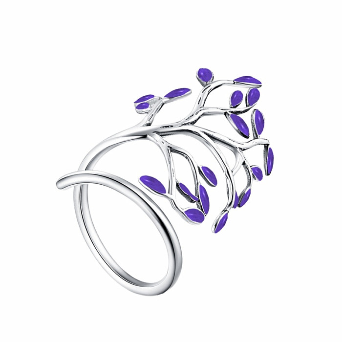 Stříbrný rhodiovaný prsten Purple tree - 63 mm (US 11,5)
