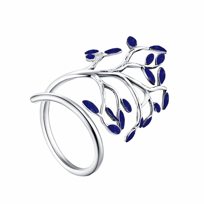 Stříbrný rhodiovaný prsten Blue tree - 63 mm (US 11,5)