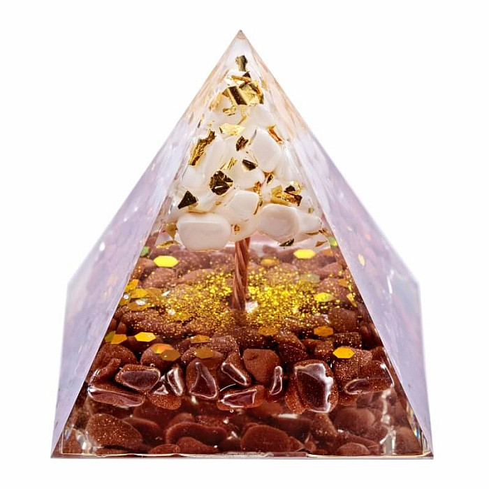 Orgonit pyramida Strom života z perleti - 6 x 6 x 6,2 cm