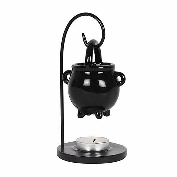 Aroma lampa z kostního porcelánu Závěsný kotlík černý - výška 20 cm