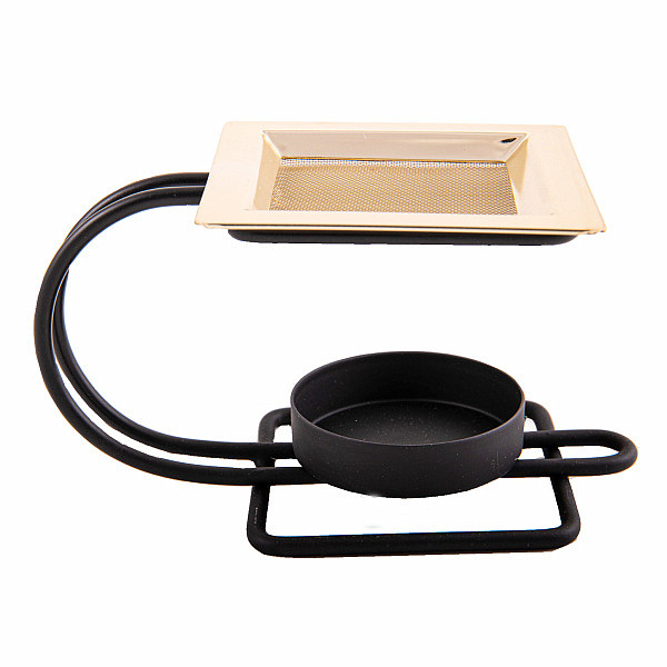 Levně Kadidelnice kovová černá moderní design - výška 8 cm, délka cca 13,5 cm