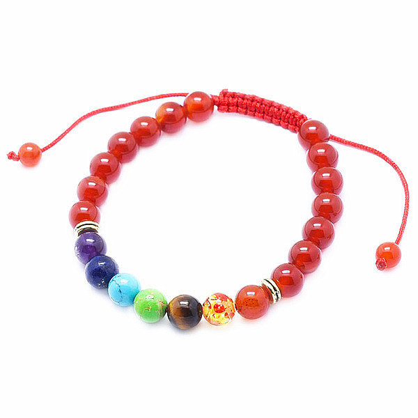Čakrový náramek z karneolu se Shamballa zapínáním - obvod cca 16 až 25 cm