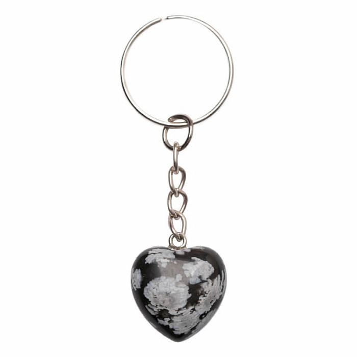Levně Klíčenka se srdíčkem vločkového obsidiánu - kámen cca 2 cm