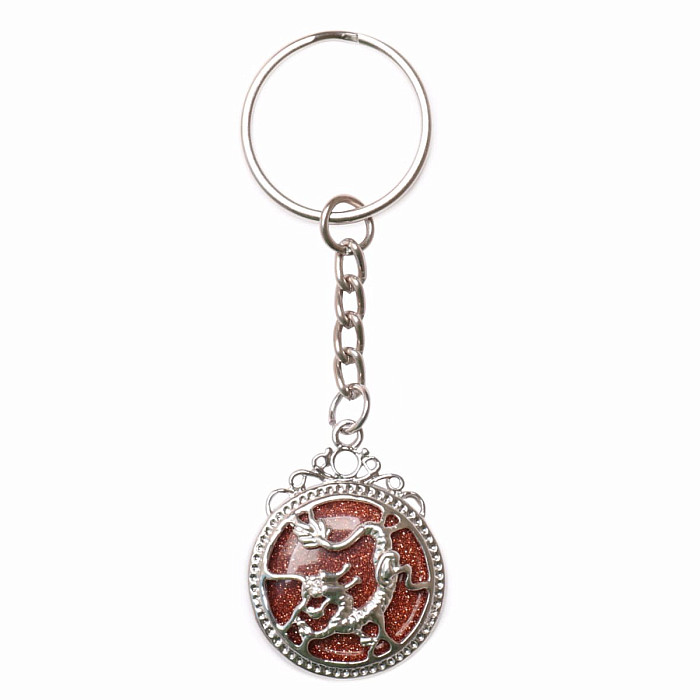 Klíčenka se slunečním avanturínem a drakem - délka cca 9,3 cm