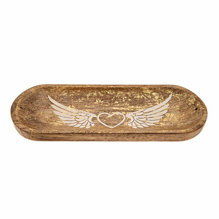 Stojánek z mangového dřeva Angel wings - 10 x 27,5 cm