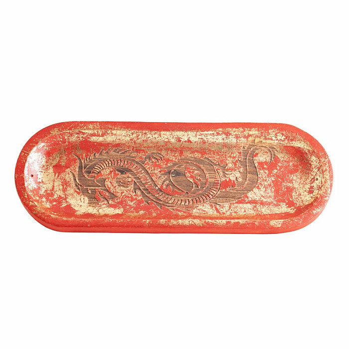 Stojánek z mangového dřeva Drak - 10 x 27,5 cm