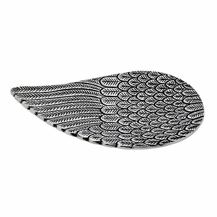 Stojánek kovový na vonné tyčinky Silver angel wing - cca 12 x 20 cm