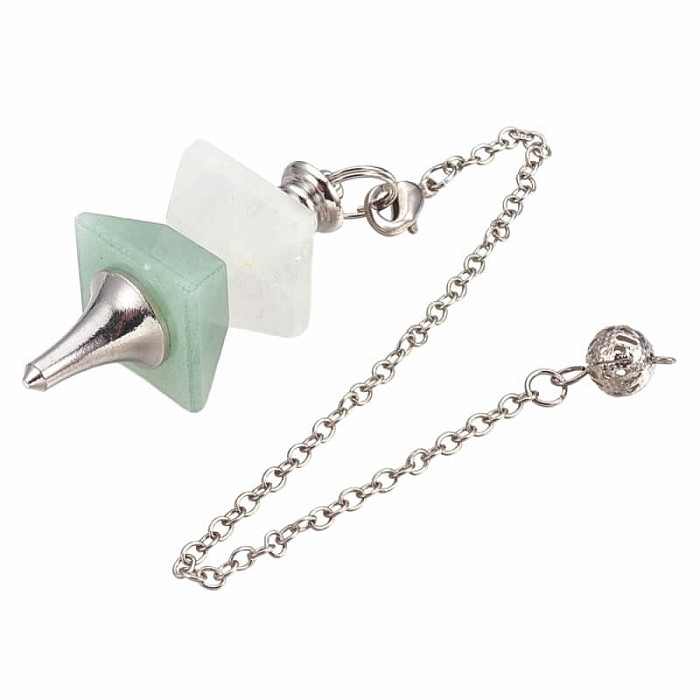 Avanturín zelený a křišťál mosazné kyvadlo - 4,5 cm