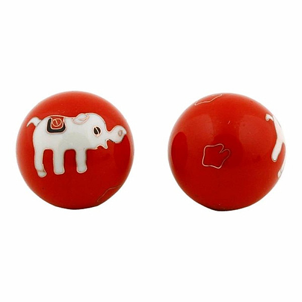 Zdravotní čínské meditační kuličky proti stresu Elephants red/white - cca 3,5 cm