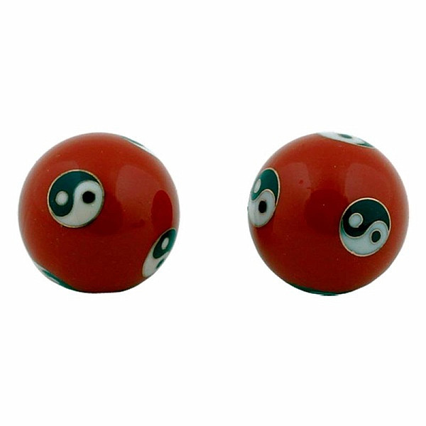 Zdravotní čínské meditační kuličky proti stresu Yin Yang red - cca 3,5 cm