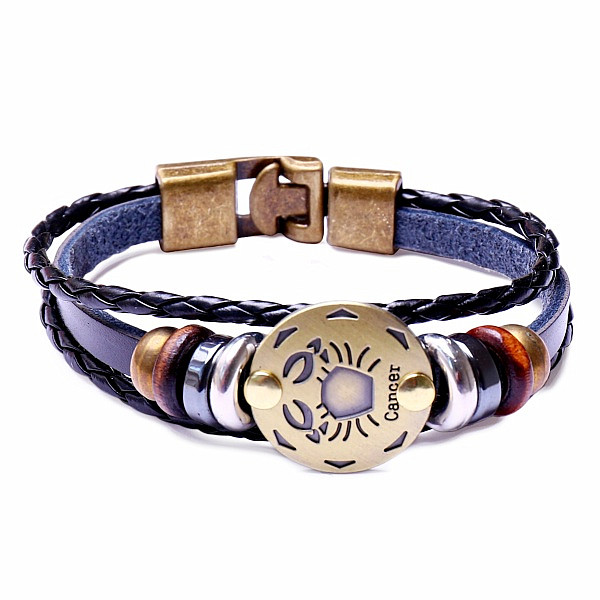 Levně Náramek kožený pro znamení Rak - obvod cca 19,5 cm
