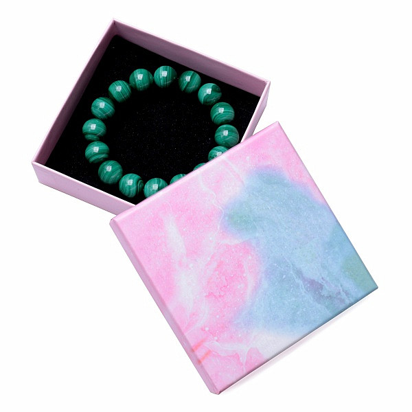 Papírová dárková krabička růžovomodrá na prsteny a náušnice 9,2 x 9,2 cm - 9,2 x 9,2 x 2,9 cm