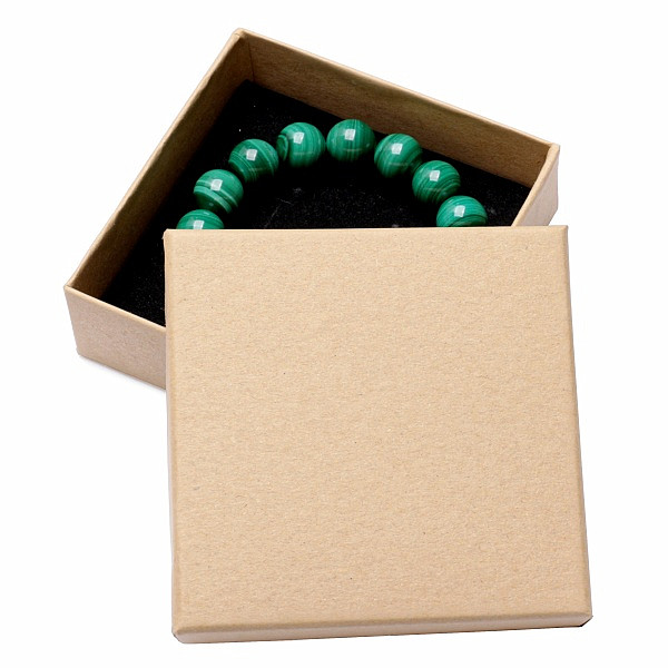Levně Papírová dárková krabička hnědá na prsteny a náušnice 9 x 9 cm - 9 x 9 x 3 cm