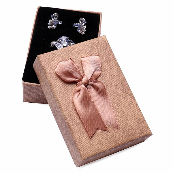 Levně Papírová dárková krabička papája s mašlí na prsteny a náušnice 6,3 x 9,3 cm - 9,3 x 6,3 x 3 cm