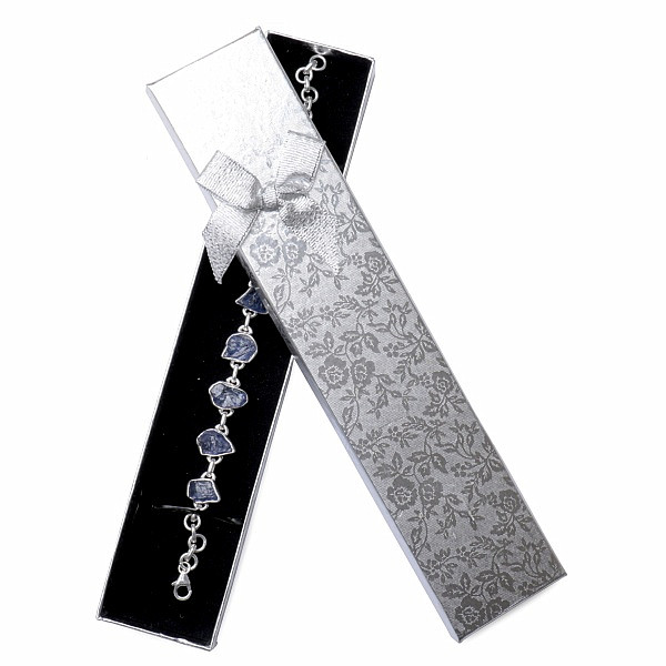 Papírová dárková krabička v barvě stříbra na náramky 4,3 x 21,5 cm - 21,5 x 4,3 x 2,4 cm