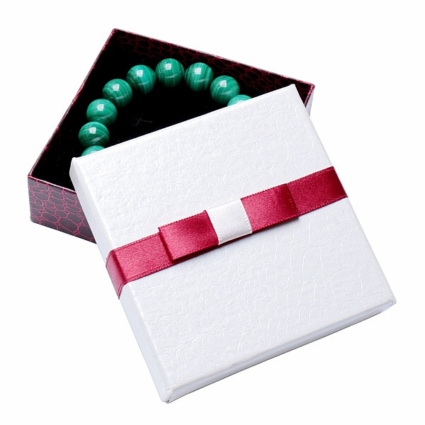 Levně Papírová dárková krabička s mašlí na všechny druhy šperků 9 x 9 cm - 9 x 9 x 3 cm