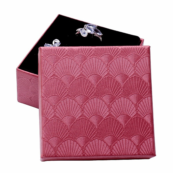 Levně Papírová dárková krabička červená na prsteny a náušnice 7,5 x 7,5 cm - 7,5 x 7,5 x 3,5 cm