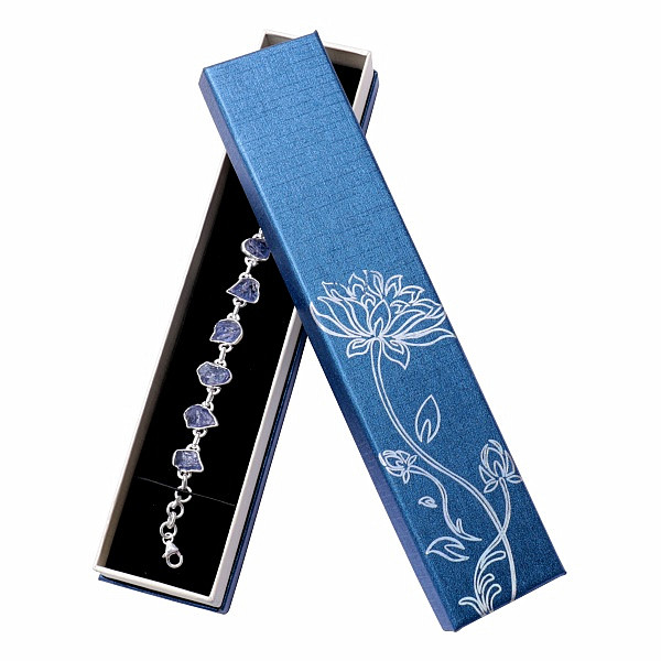 Papírová dárková krabička s květinou na náramky 4,8 x 22 cm - 22,5 x 4,8 x 3,8 cm