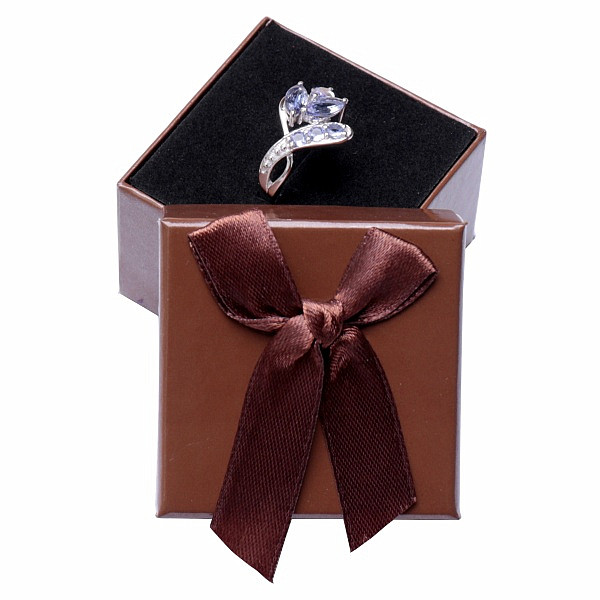 Levně Papírová dárková krabička hnědá na prsteny 5 x 5 cm - 5 x 5 x 3,5 cm