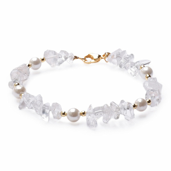 Levně Křišťál sekaný náramek s Mother of Pearl - obvod cca 17 cm