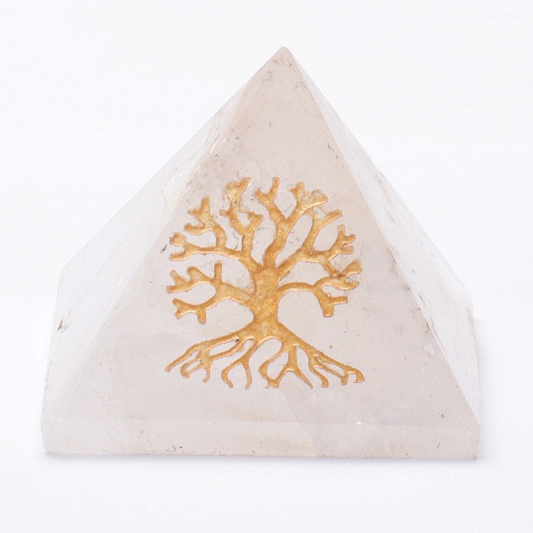Levně Křišťál pyramida se Stromem života - cca 4 x 4,5 cm