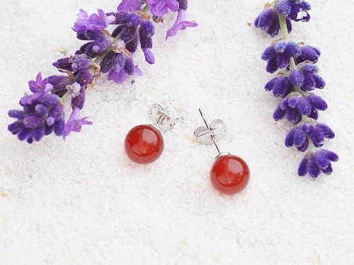 Karneol náušnice kuličky - ø 8 mm