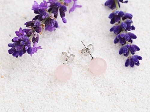 Růženín náušnice kuličky - ø 8 mm