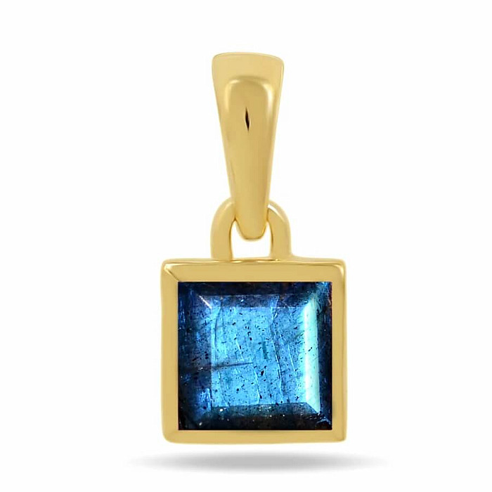 Stříbrný přívěsek pozlacený s labradoritem CB-P707G-LBF - 6 mm, 0,6 g