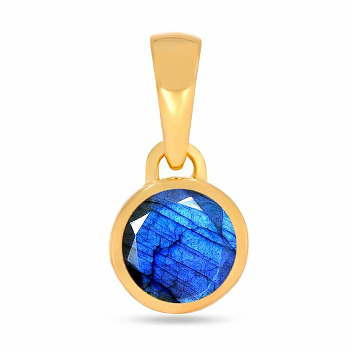 Stříbrný přívěsek pozlacený s labradoritem CB-P708G-LBF - 6 mm, 0,5 g