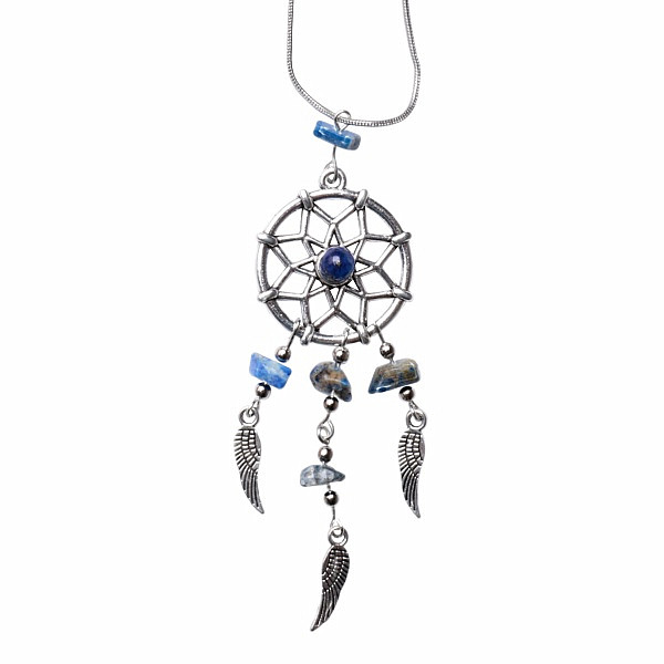 Levně Lapis lazuli lapač snů přívěsek na řetízku - délka cca 9 cm