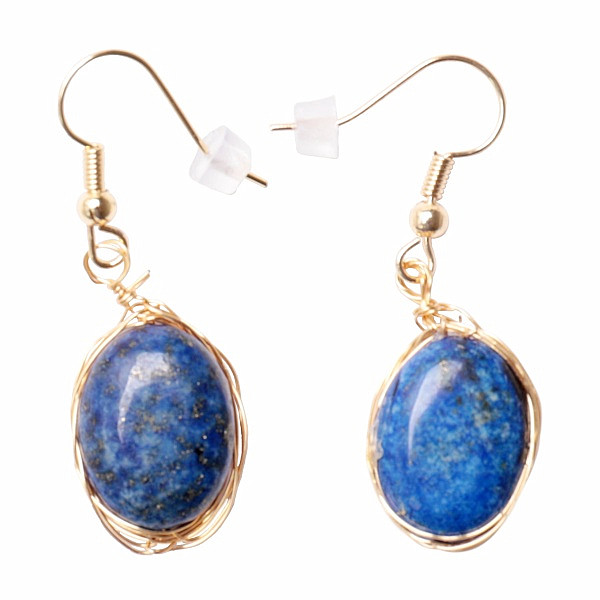 Lapis Lazuli náušnice oválné - délka cca 3,9 cm