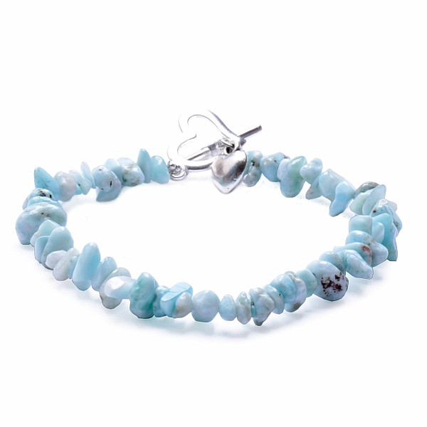 Levně Larimar náramek sekaný se srdíčky - obvod cca 20 cm