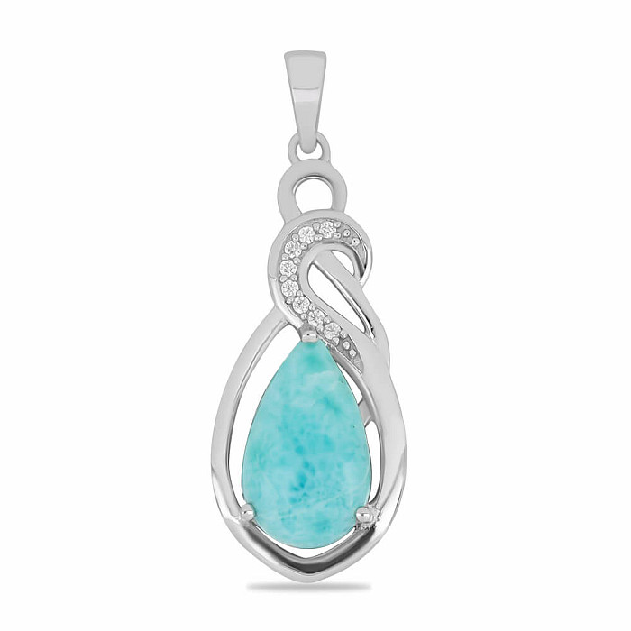 Larimar přívěsek stříbro Ag 925 VP056022 - 3 cm, 3,8 g