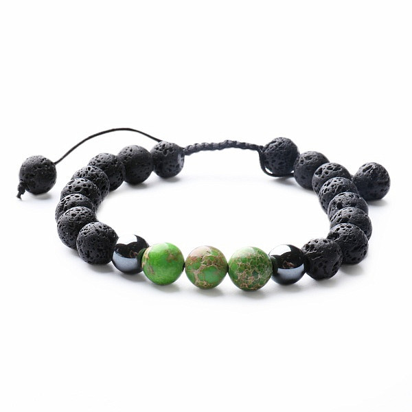 Levně Regalit a lávový kámen náramek se Shamballa zapínáním - obvod cca 16 až 25 cm