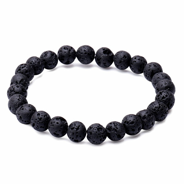 Levně Lávový kámen náramek 8 mm - obvod cca 16 až 21 cm
