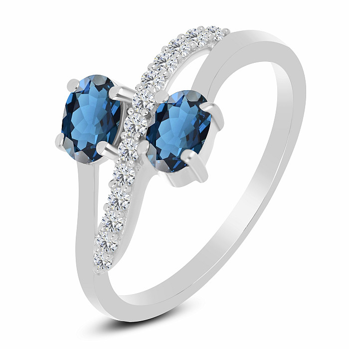 Prsten stříbrný s London topazem a zirkony Ag 925 026069 LT - 62 mm  2,9 g