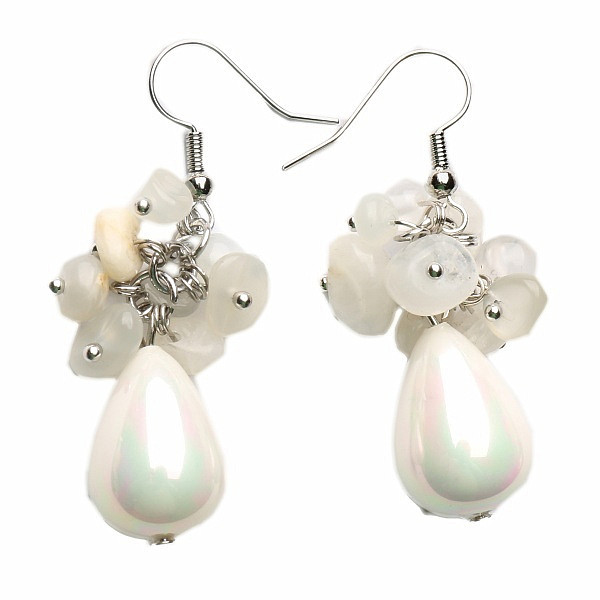 Měsíční kámen a Mother of Pearl módní náušnice - délka cca 5 cm