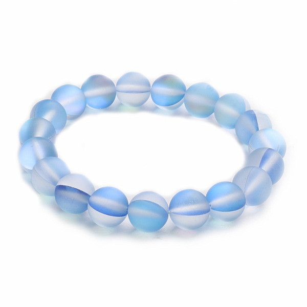 Levně Opalit Blue sky aura náramek korálkový - obvod cca 17 až 22 cm