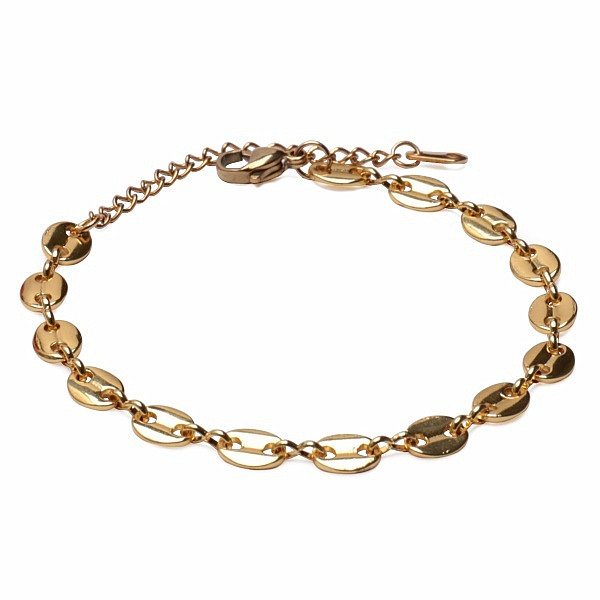 Levně Náramek Cofee bean styl nerezová ocel v barvě zlata 22,5 cm - obvod cca 17 až 23,5 cm
