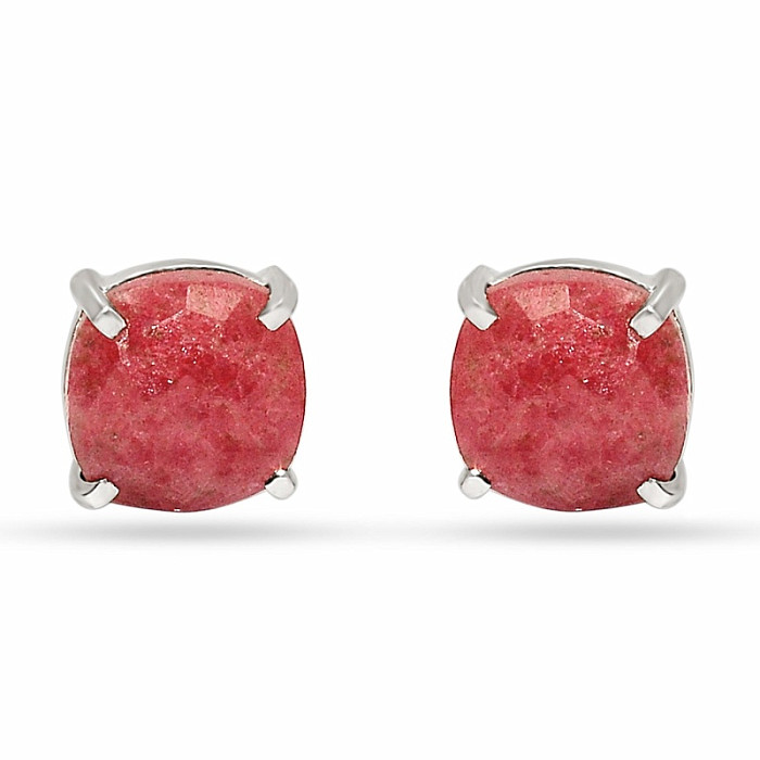 Rodonit náušnice stříbro Ag 925 ND-E105R - 1 cm, 3,8 g