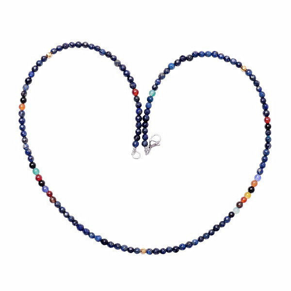 Levně Lapis lazuli broušený náhrdelník s polodrahokamy - délka cca 54 cm