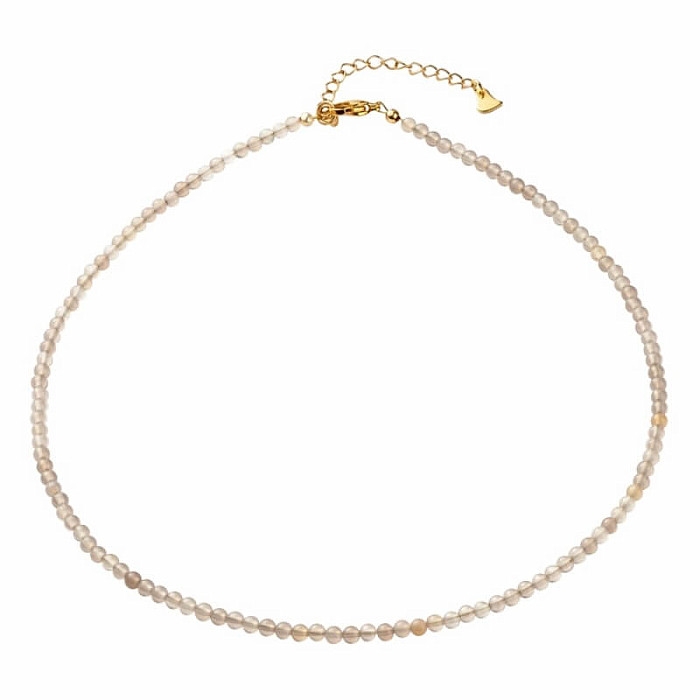 Levně Achát šedý náhrdelník z korálků - délka cca 40 cm