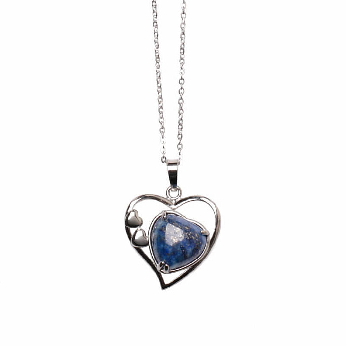 Levně Lapis lazuli srdce náhrdelník z nerez oceli - délka cca 45 cm