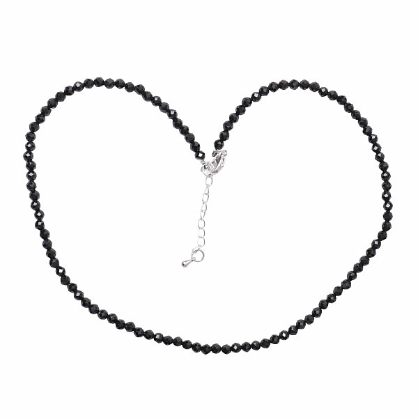 Levně Spinel černý broušený náhrdelník 3,3 mm - délka cca 40,5 cm